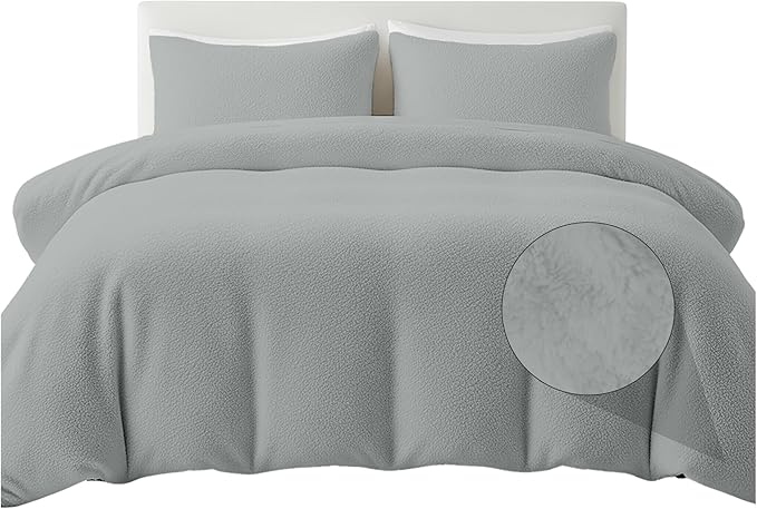 Rohi Luxury Teddy Fleece Duvet Cover Set King Size – Soft Cosy & Fluffy Teddy Bear Bedding, Thermal Warm Winter Fleece Quilt Cover with Matching Pillowcases