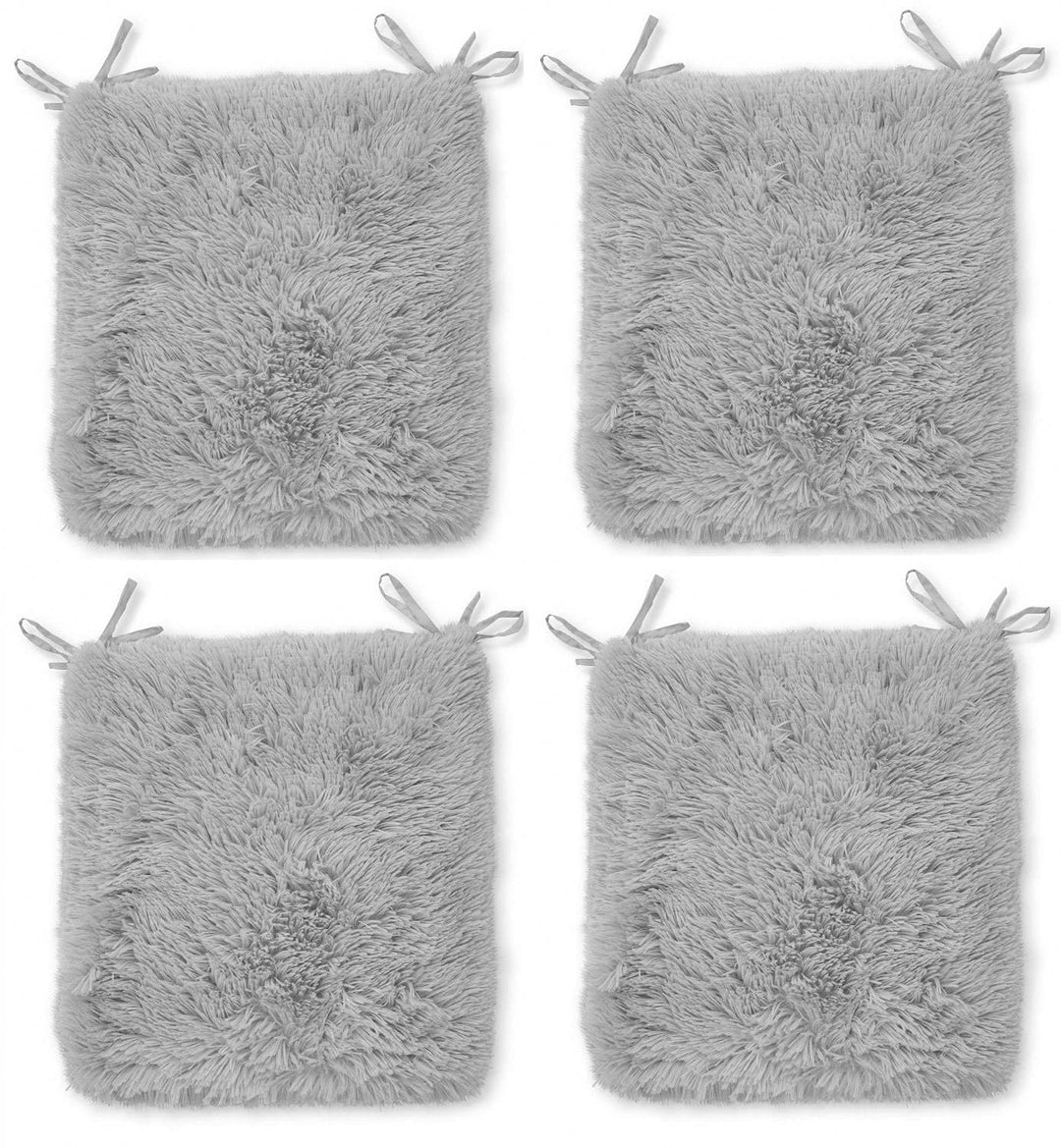 Rohi Home Luxury Chair Pads - Set of 4 Foam Cushion Chair Seat Pads With Ties – 42cm x 37cm (White)