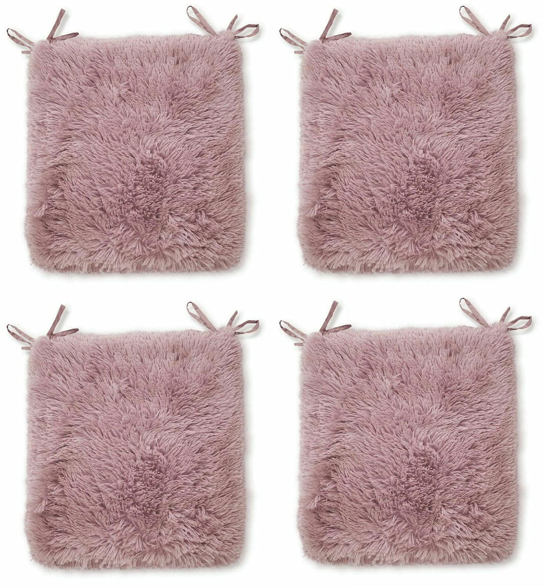 Rohi Home Luxury Chair Pads - Set of 4 Foam Cushion Chair Seat Pads With Ties – 42cm x 37cm (White)