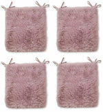 Rohi Home Luxury Chair Pads - Set of 4 Foam Cushion Chair Seat Pads With Ties – 42cm x 37cm (White)