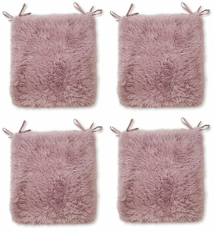 Rohi Home Luxury Chair Pads - Set of 4 Foam Cushion Chair Seat Pads With Ties – 42cm x 37cm (White)