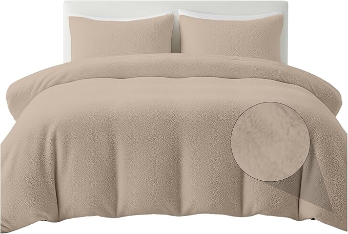 Rohi Luxury Teddy Fleece Duvet Cover Set King Size – Soft Cosy & Fluffy Teddy Bear Bedding, Thermal Warm Winter Fleece Quilt Cover with Matching Pillowcases