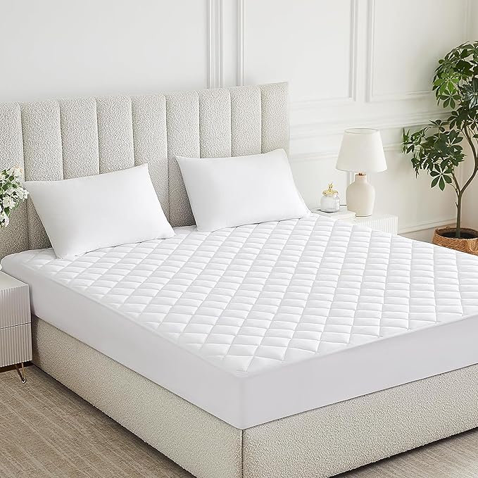 Quilted Cot Mattress Protector 15cm Deep – Breathable & Anti-Allergy Microfibre Mattress Protector with 360 Elastic - Deep Fitted Mattress Protector
