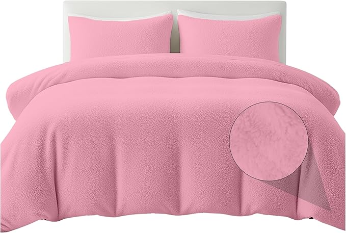 Rohi Luxury Teddy Fleece Duvet Cover Set King Size – Soft Cosy & Fluffy Teddy Bear Bedding, Thermal Warm Winter Fleece Quilt Cover with Matching Pillowcases