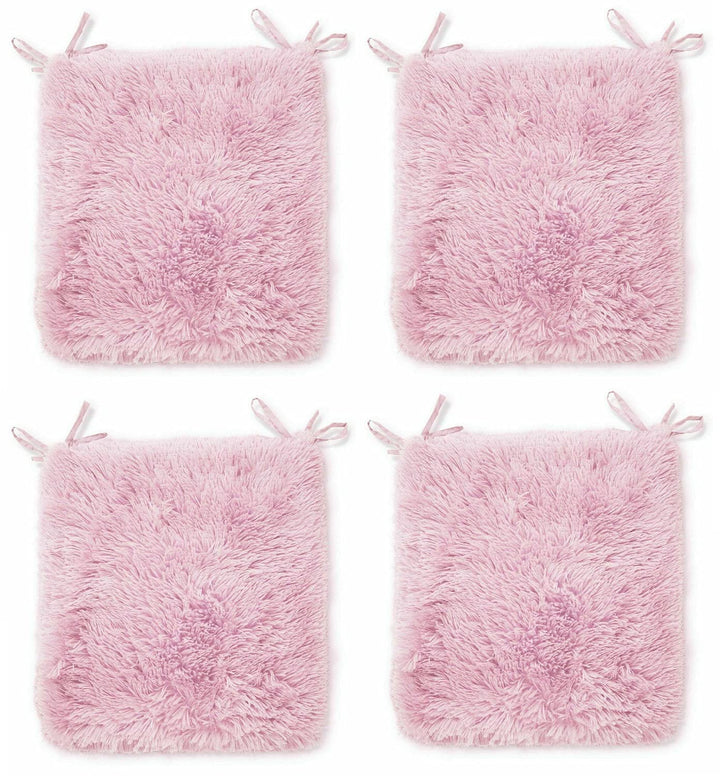 Rohi Home Luxury Chair Pads - Set of 4 Foam Cushion Chair Seat Pads With Ties – 42cm x 37cm (White)