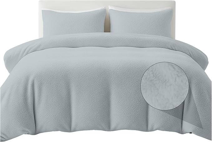 Rohi Luxury Teddy Fleece Duvet Cover Set King Size – Soft Cosy & Fluffy Teddy Bear Bedding, Thermal Warm Winter Fleece Quilt Cover with Matching Pillowcases