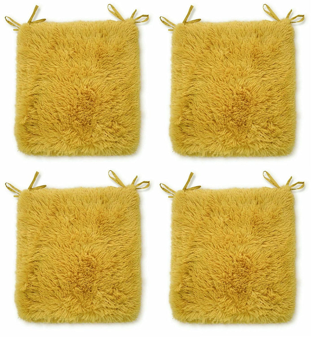 Rohi Home Luxury Chair Pads - Set of 4 Foam Cushion Chair Seat Pads With Ties – 42cm x 37cm (White)