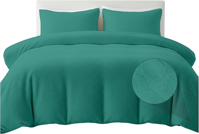 Rohi Luxury Teddy Fleece Duvet Cover Set King Size – Soft Cosy & Fluffy Teddy Bear Bedding, Thermal Warm Winter Fleece Quilt Cover with Matching Pillowcases