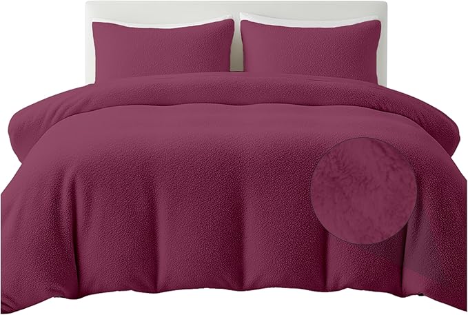 Rohi Luxury Teddy Fleece Duvet Cover Set King Size – Soft Cosy & Fluffy Teddy Bear Bedding, Thermal Warm Winter Fleece Quilt Cover with Matching Pillowcases