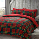 Rohi Teddy Fleece Duvet Cover Double with Pillowcases – Ultra Soft & Cozy Tartan Duvet Cover Set - Reversible Thermal Bedding with Tartan Check Design – (Double, 200cm x 200cm)