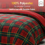 Rohi Teddy Fleece Duvet Cover Double with Pillowcases – Ultra Soft & Cozy Tartan Duvet Cover Set - Reversible Thermal Bedding with Tartan Check Design – (Double, 200cm x 200cm)