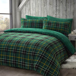Rohi Teddy Fleece Duvet Cover Double with Pillowcases – Ultra Soft & Cozy Tartan Duvet Cover Set - Reversible Thermal Bedding with Tartan Check Design – (Double, 200cm x 200cm)