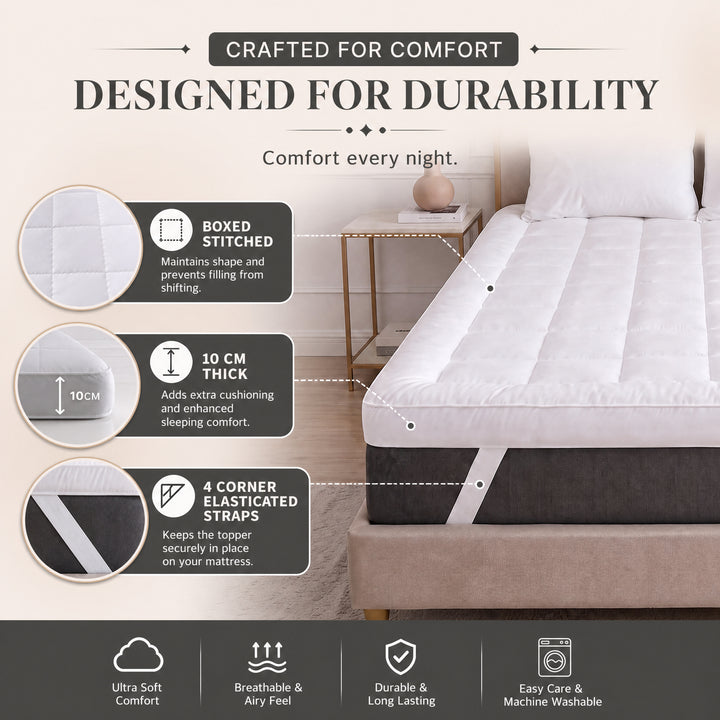Hotel Quality Microfibre Quilted Mattress Topper