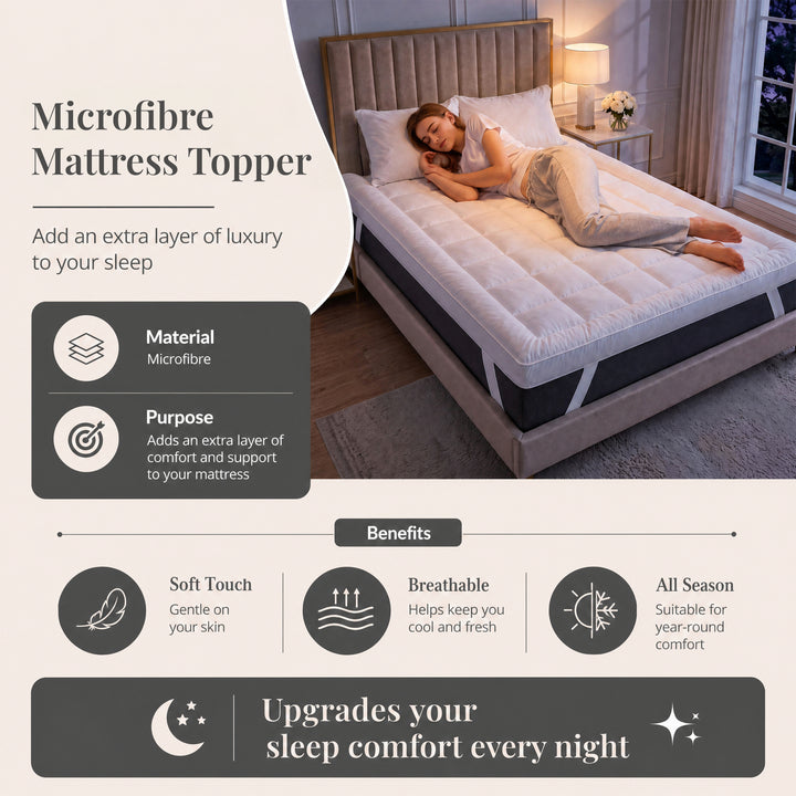 Hotel Quality Microfibre Quilted Mattress Topper