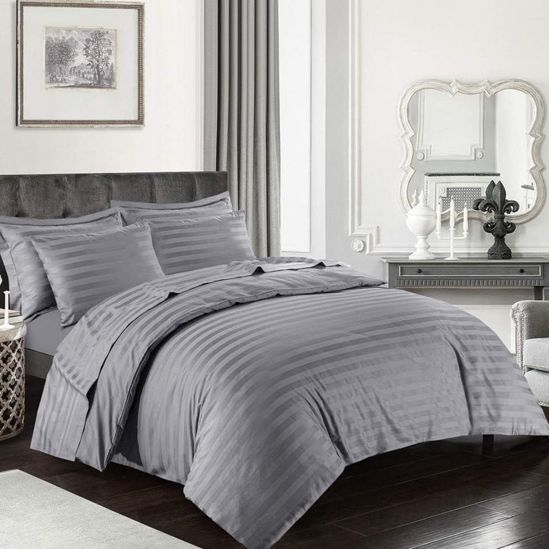 PREMIUM COTTON SATIN STRIPED 400 THREAD COUNT BEDDING SET