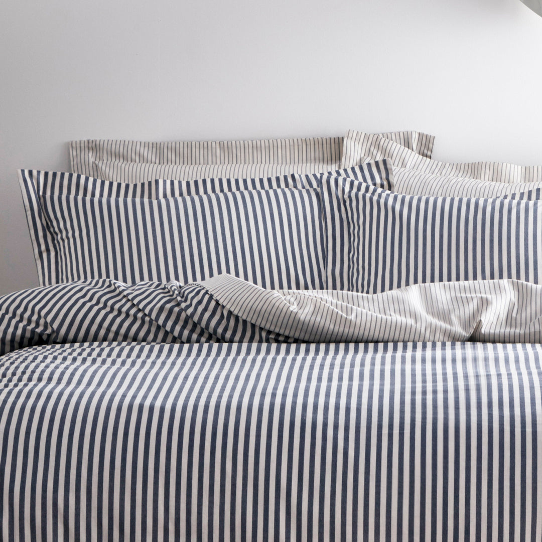 HEBDEN MÉLANGE STRIPE 100% COTTON DUVET COVER SET