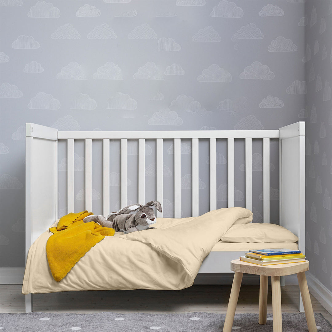PURE COTTON 200 THREAD COUNT COT BED DUVET COVER SET