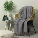 FURN. MOTTI WOVEN TUFTED STRIPE THROW
