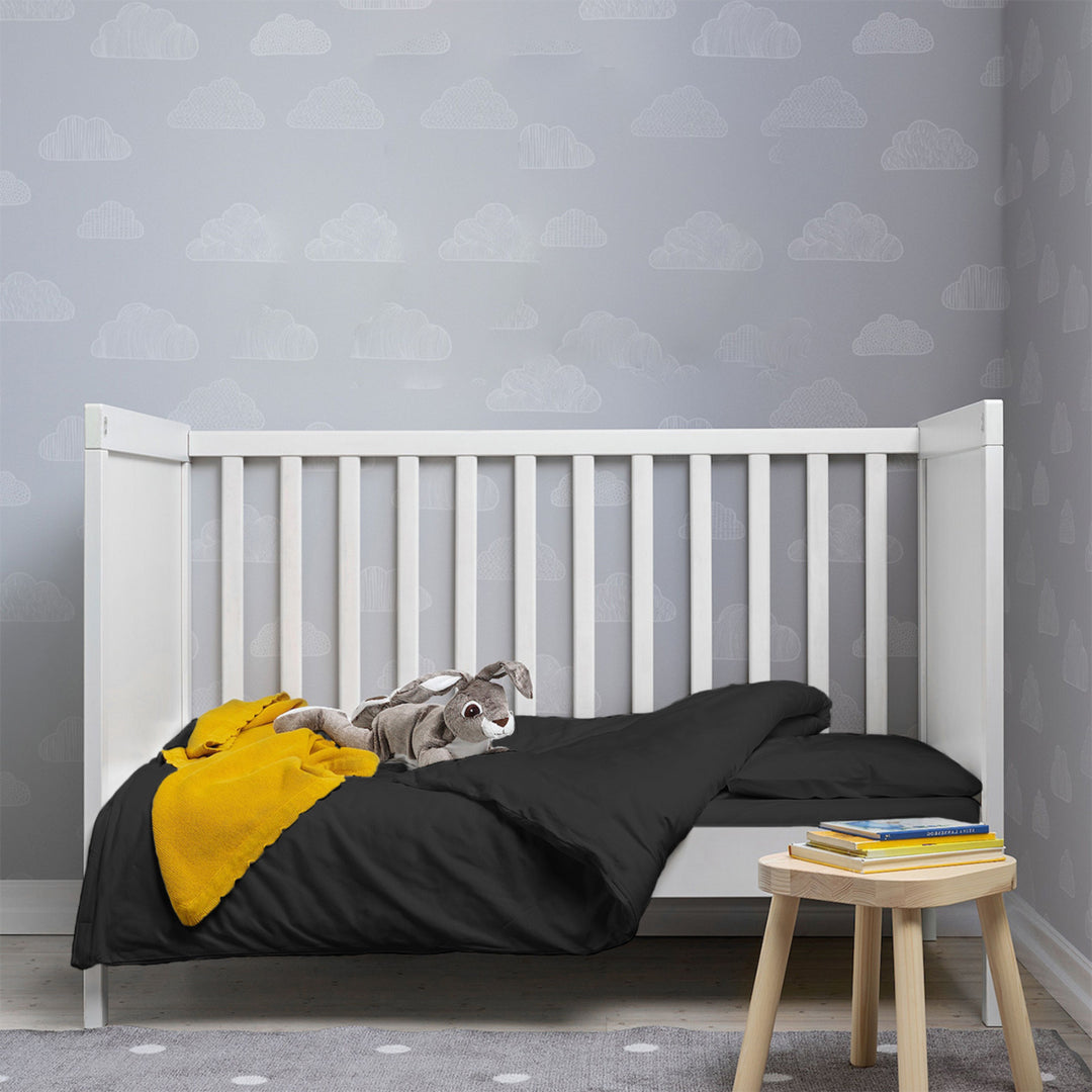 PURE COTTON 200 THREAD COUNT COT BED DUVET COVER SET