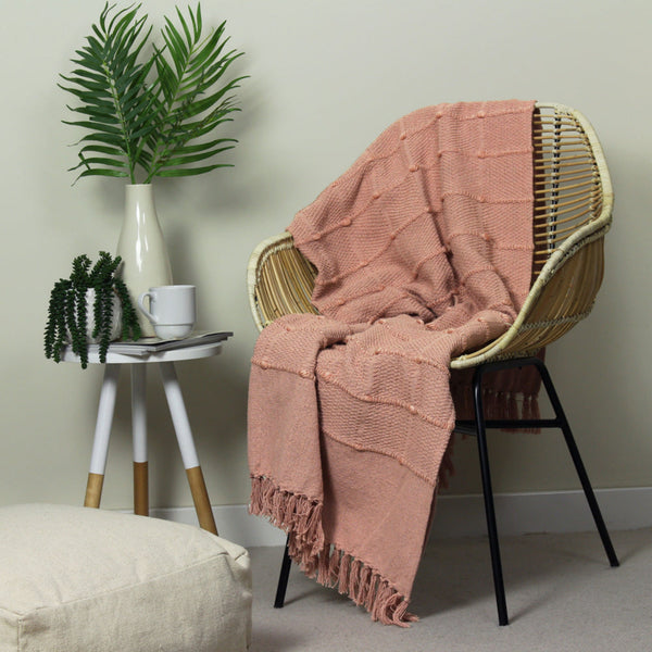 FURN. MOTTI WOVEN TUFTED STRIPE THROW