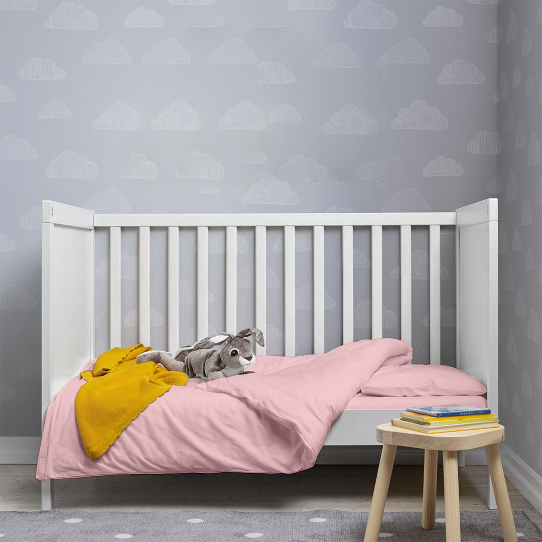 PURE COTTON 200 THREAD COUNT COT BED DUVET COVER SET
