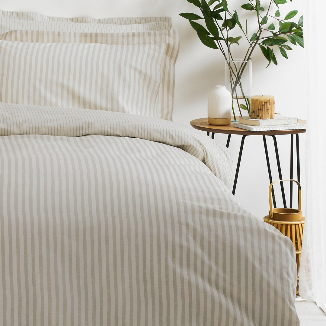 HEBDEN MÉLANGE STRIPE 100% COTTON DUVET COVER SET