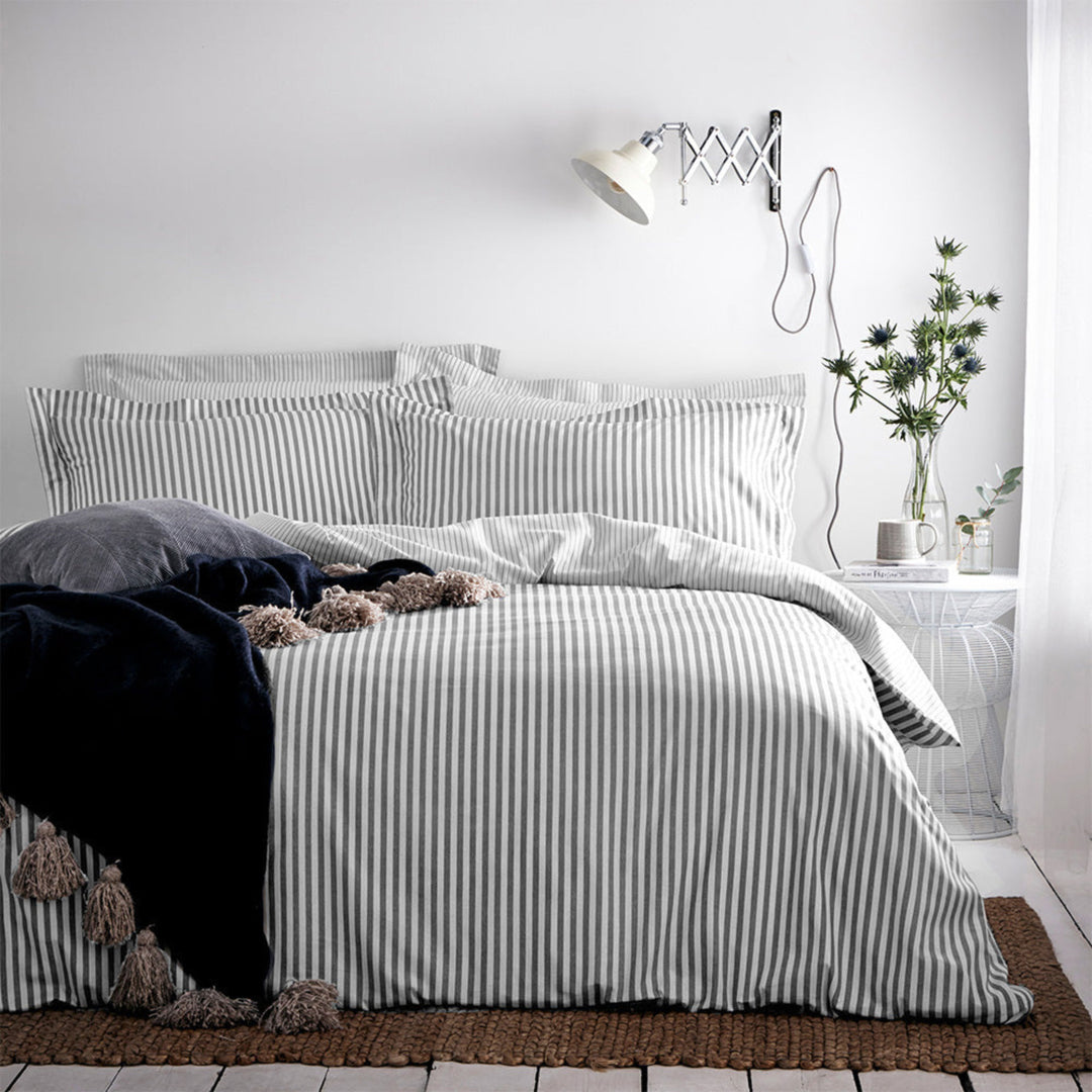 HEBDEN MÉLANGE STRIPE 100% COTTON DUVET COVER SET