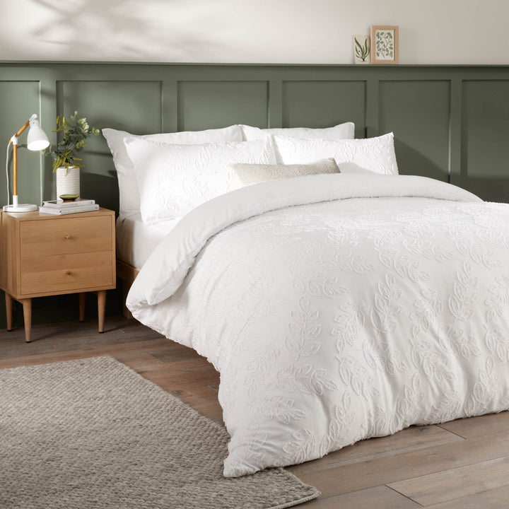 SEVILLE LEAF TUFTED SOFT TOUCH DUVET COVER SET