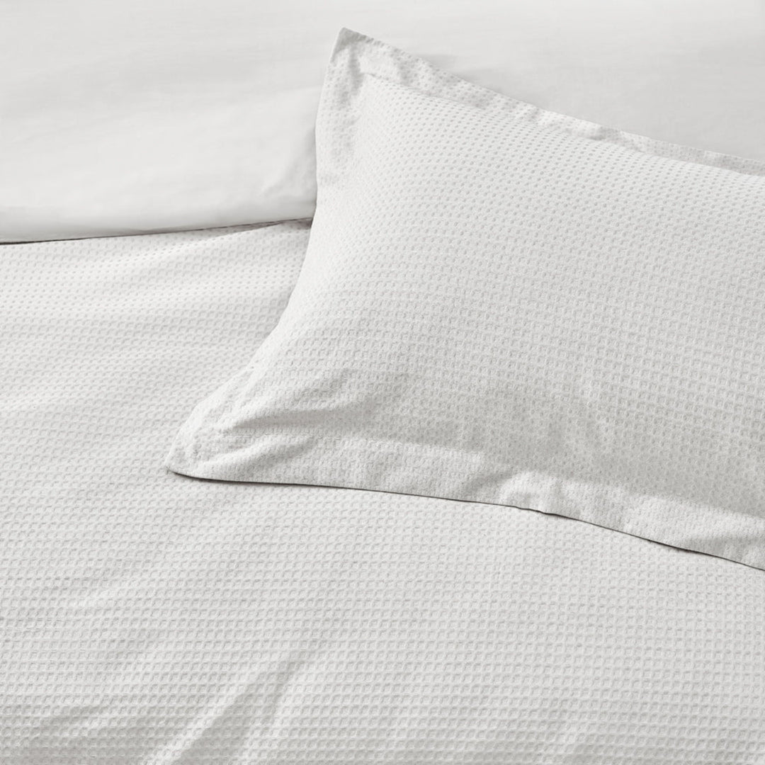 WAFFLE TEXTURED 100% COTTON DUVET COVER SET