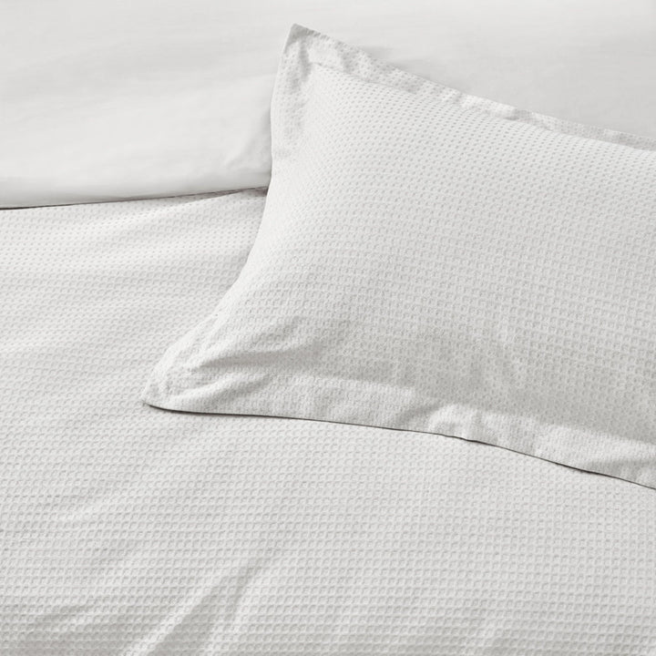 WAFFLE TEXTURED 100% COTTON DUVET COVER SET